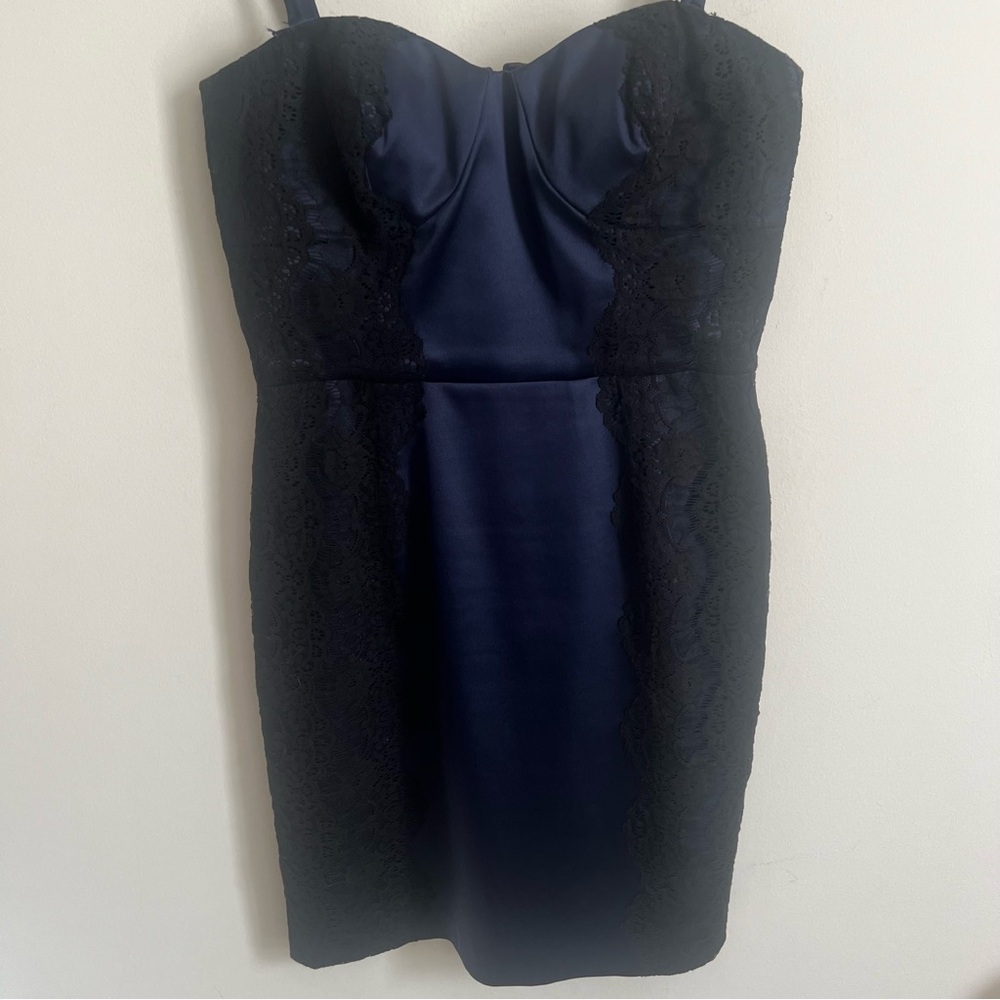 Jessica Simpson Navy Blue and Black Lace Cocktail Dress